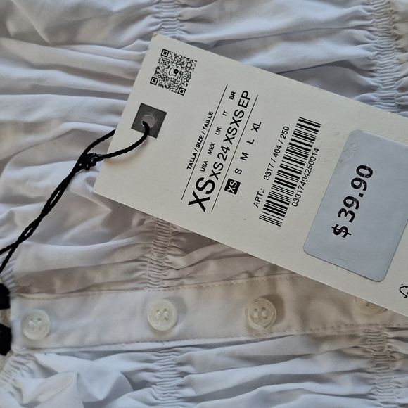 Zara White Ruched Crop Top Sz XS Nwt - Picture 10 of 13